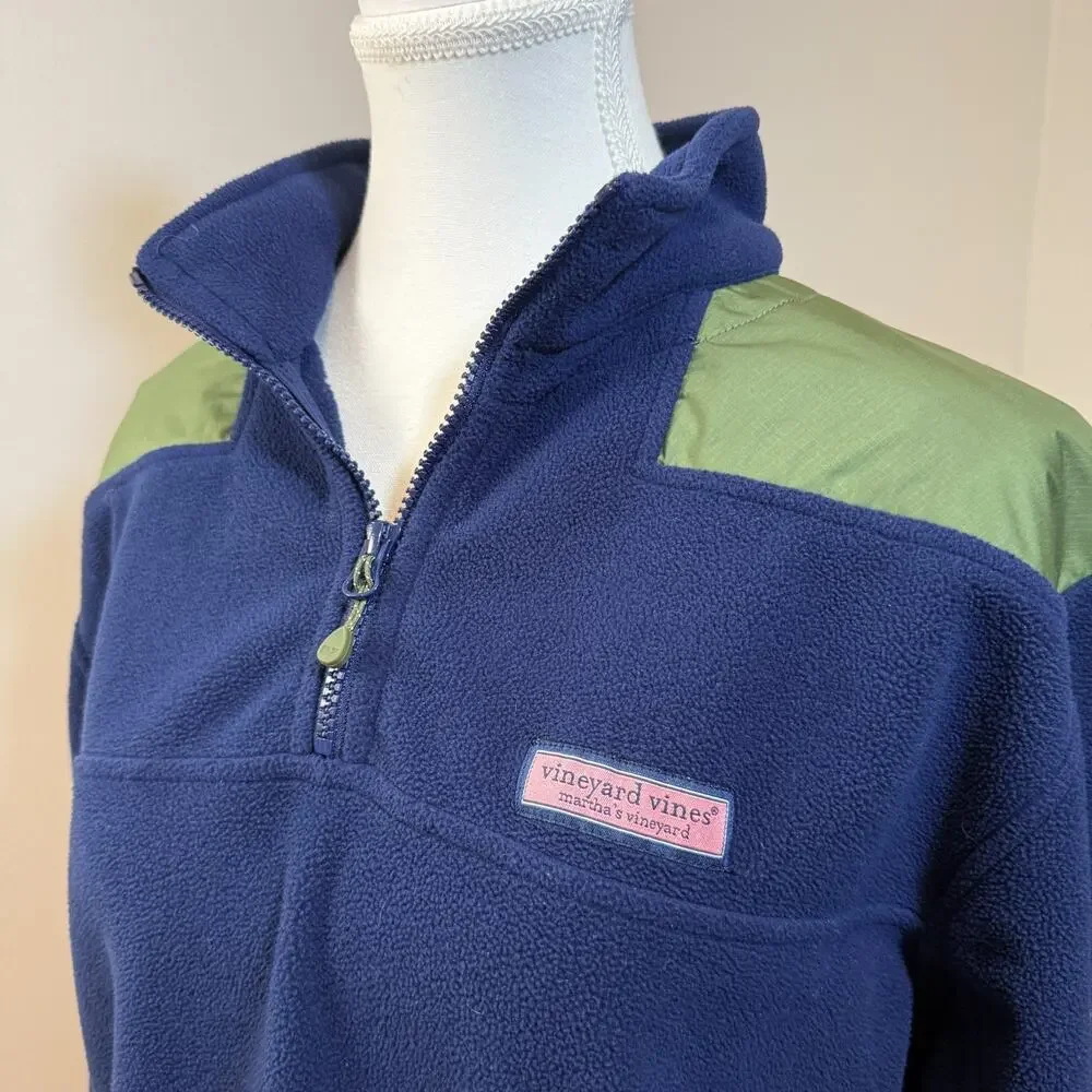 Vineyard Vines 1/4 Zip Long Sleeve Fleece Pullover Mens Small Blue Green‎